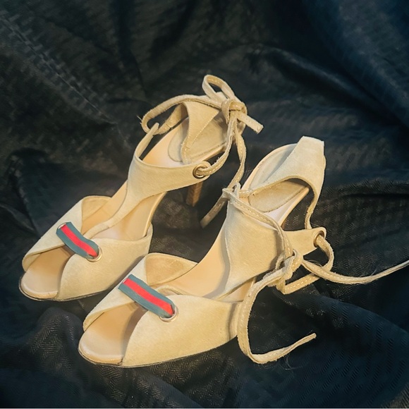 Gucci Heels sandals shoes pumps beige cream luxury designer open toes stiletto - Picture 1 of 6